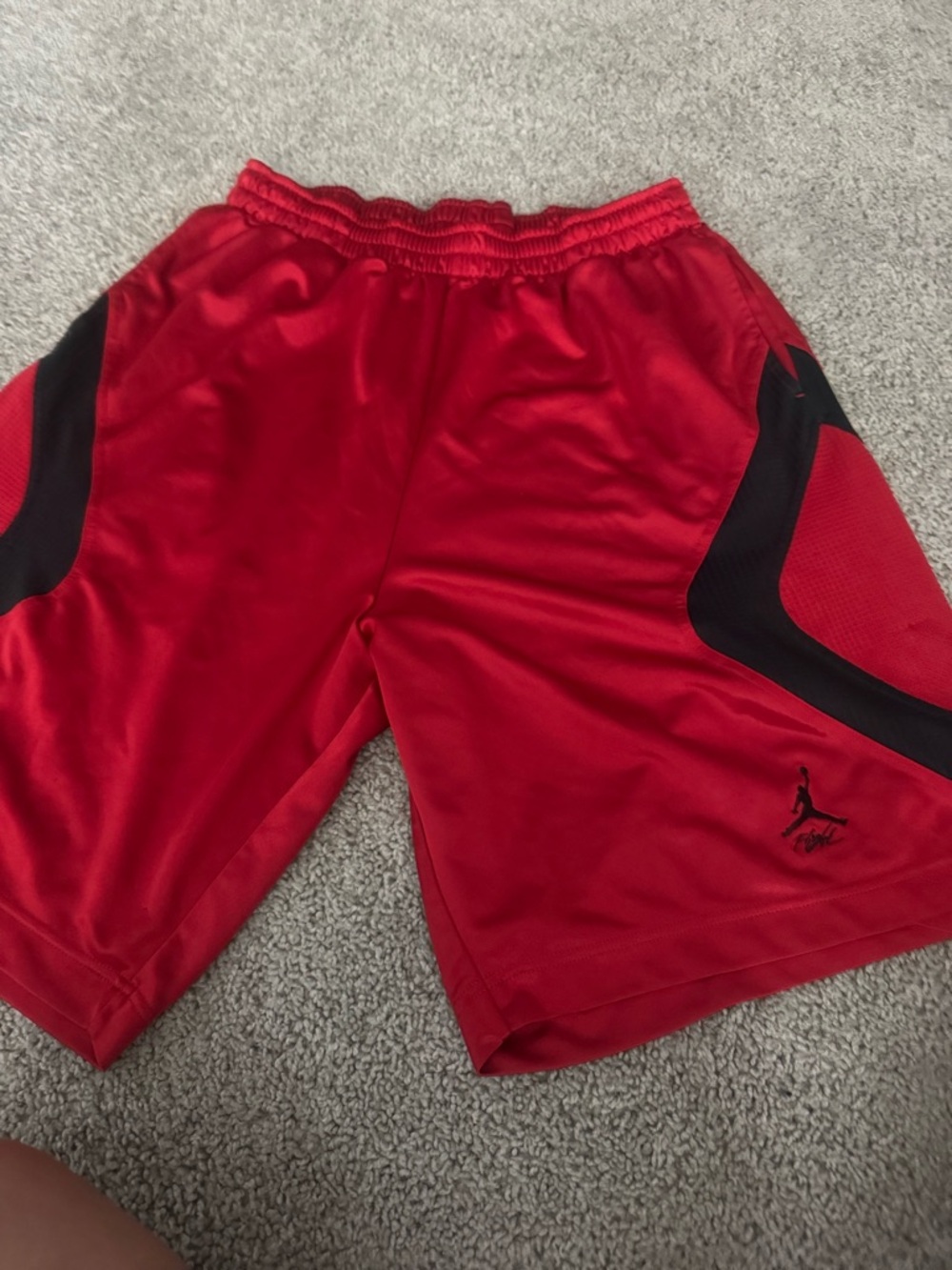 Jordan Red Athletic Shorts with Black Accents